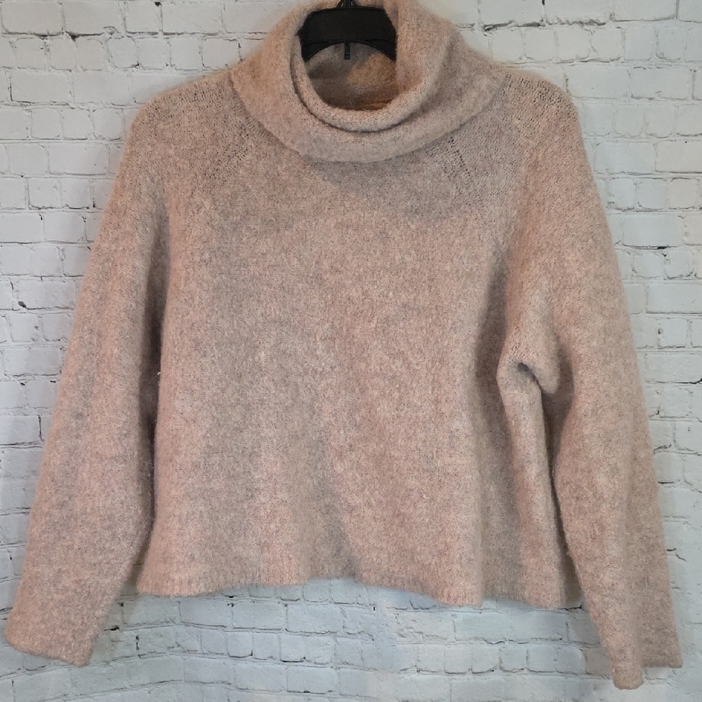 Madewell Roundtrip Fuzzy Soft Turtleneck‎ Cowl Neck Sweater Size Large - Beige/